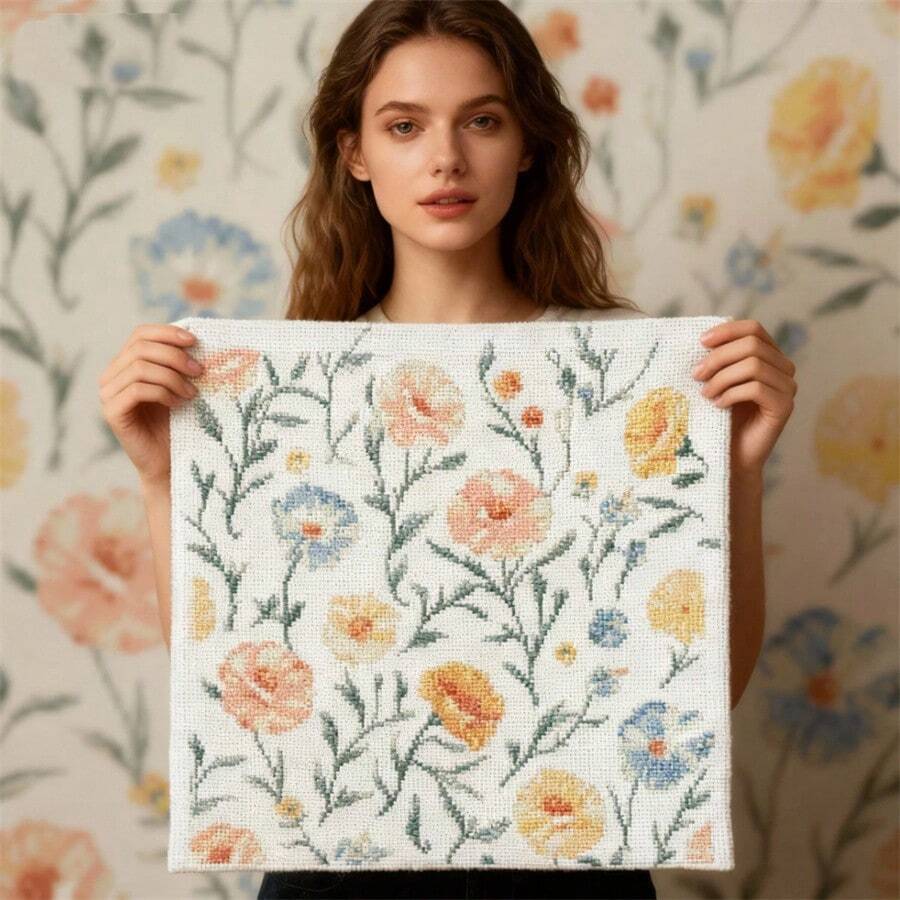 SNA 2026新款花卉十字绣DIY套件 手工刺绣礼品 新家居装饰 绘画艺术工艺品 DIY套件 工艺品 刺绣套件 十字绣套件 钩针套件 戳绣套件 缝纫配件 缝纫套件 绣线 工艺套件 针线材料 缝纫图案 钩针工艺用品 刺绣套件 初学者缝纫图案