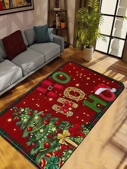 1pc Christmas Tree Shaped Plush Carpet, Modern Washable Area Rug For Living Room, Soft & Thick Bathroom Mat, Suitable For Kitchen, Laundry Room, Game Room, Hallway, Farmhouse, Patio, Balcony, Porch, Party Decor, Indoor Outdoor Non-Slip Doormat, Bedroom Rug, Housewarming Gift, Birthday Gift, Christmas Decoration / Holiday Atmosphere / Christmas Home Decor / Holiday Gift, All Season Durable Outdoor Indoor Doormat