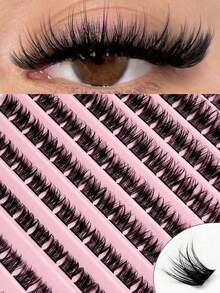 120 PCS Dramatic Eyelashes Bundles Crossed Natural Soft Faux Mink Individual Fluffy DIY Clusters Lashes Segmented Eyelash Extensions Makeuplash Clusters,Eyelash Clusters,Individual Eyelashes,Lashes,Fake Lashes - D - View 1