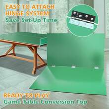 6-9ft Mid-Size Foldable Table Tennis Table Top, Portable Ping Pong Table Board For Indoor Games - Green - View 3