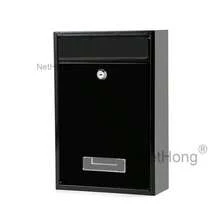 Large Letter Box Post Mail Box Wall Mounted Post Box Lockable With Keys Organiser Racks Steel Black - Black - View 2