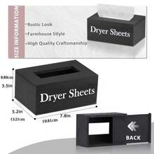 1 pieza Soporte de madera para hojas de secadora de ropa - Contenedor para hojas suavizantes, Contenedor rústico para hojas de secadora con tapa con bisagras y gancho, Dispensador de hojas de secadora para organización y decoración del cuarto de lavado