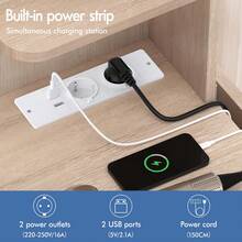 ALFORDSON Dressing Table With Mirror, LED Lights, Socket, Vanity Table With 5 Drawers, 2 Cabinets And 6 Shelves, Vanity Table For The Bedroom Dressing Room, White