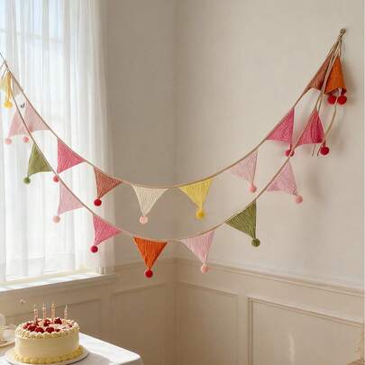 1 Gói 10 lá cờ tam giác bằng cotton có tua rua, kiểu dáng Boho, thích hợp trang trí tiệc sinh nhật, treo tường, đám cưới, tiệc mừng em bé, trang trí nhà cửa.