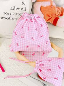 1 peça/Conjunto Organizador de Viagem com Cordão Estampado com Laço Rosa Fofo, Nécessaire Cosmético, Bolsa de Armazenamento de Roupas Íntimas, Bolsa para Absorventes, Essencial para Viagens Curtas, Conjunto de Caixas Organizadoras de Viagem, Cubos de Embalagem, Acessórios de Bagagem, Suprimentos Escolares, Itens Essenciais para Dormitório, Suprimentos Escolares, Volta às Aulas, Presente Escolar, Para Escritório, Para Escola, Para Sala de Aula, Para Presentes de Professor, Para Universidade, Para Colegas, Para Quartos de Dormitório, Para Professor, Para Meninos e Meninas, Para Adolescentes, Estudantes do Ensino Fundamental, Estudantes do Ensino Médio, Estudantes do Ensino Médio, Estudantes Universitários, Calouro, Veterano, Calouros, Outono Chique, Parecer Glamoroso