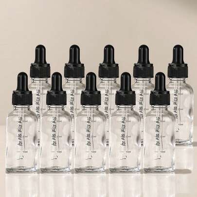 1pc 5ml-100ml Graduated Dropper Bottle, Glass Dropper Bottle For Reagent/Eye Drops/Essential Oils, Refillable Travel Fragrance Bottle