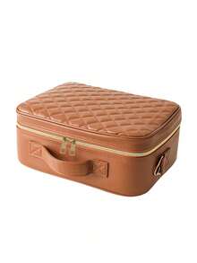 Premium Sewing Makeup Bag With LED Mirror, 31*24*12cm Large Capacity Portable Shoulder Cosmetic Box, Suitcase Insert Design, Multi-Functional Storage Case For Cosmetics, Phones & Sundries, Suitable For Travel, Home & Presents - Large - View 14