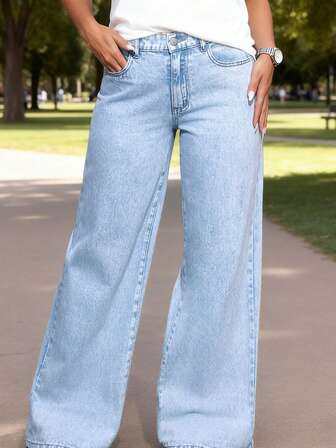 Plus Size Women's Printed Loose Boyfriend Style Straight Leg Jeans, Casual Daily Wear Streetwear Y2K Fashion