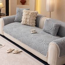 1pc Plush Thickened Sofa Cover, Machine Washable, Pet Friendly, Suitable For Living Room, Bedroom Or Office Decor, 1/2/3/4 Seater Sofa Cushion, 4 Solid Colors Available - Light Grey - View 3