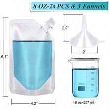 24 Pcs Plastic Flasks 8 Oz Concealable And Reusable Drink Pouches Leak-Proof  Grade Plastic For Travel - Trong sáng - Xem 2