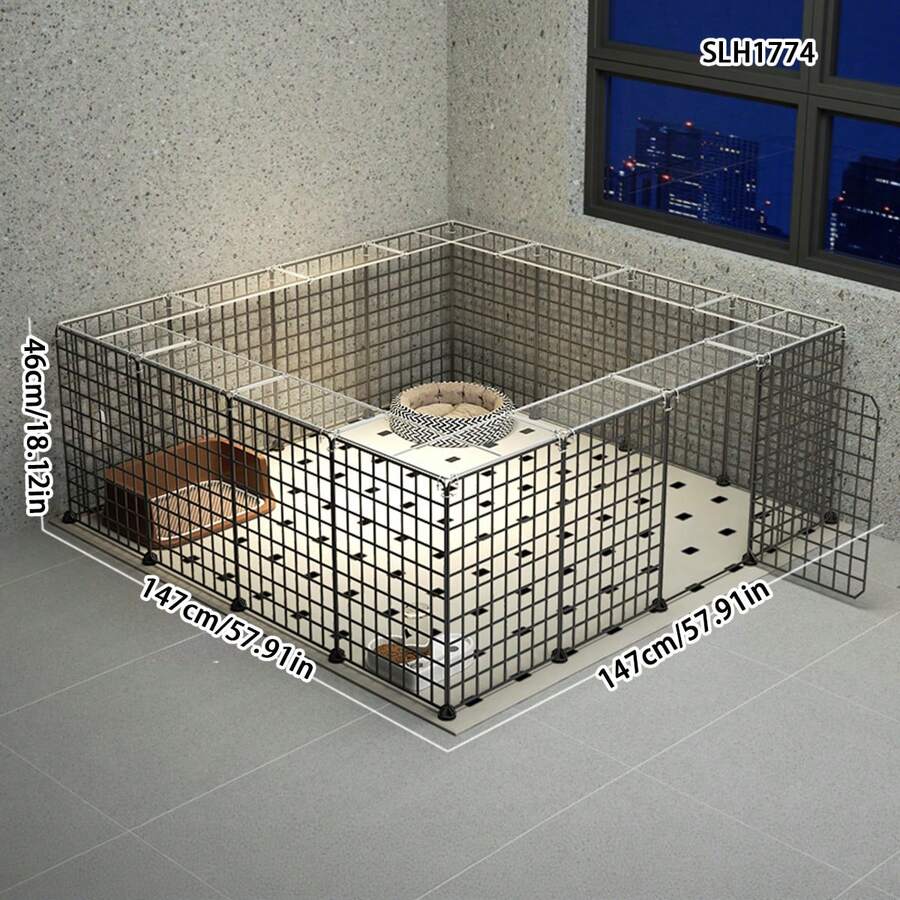 Black High-Density Pet Fence, Indoor Balcony Anti-Escape Wrought Iron Railing Fence, Suitable For British Shorthair Cats - Multicolor - View 1