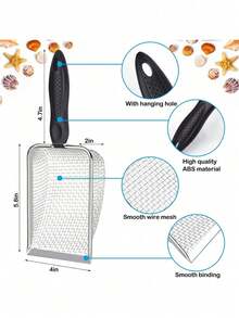 1pc Beach Mesh Shovel With Net Bag, For Collecting Seashells, Kids Sand Filter Shovel To Pick Up Seashells, Shark Tooth Sifter, Suitable For Boys And Girls