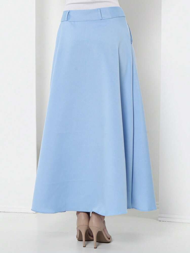 Tailored Skirt With Belt Loops (Without Belt) Code: 3010 - Baby Blue - View 6