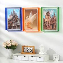 1个亚克力悬浮相框 - 可摆放在桌面或墙上，高透明度PMMA材质，多种尺寸可选，简约透明边框，适用于家居、办公室、照片墙 - 秋季装饰、节日礼物、工作空间必备、摄影佳品、优雅、圣诞节、感恩节、新年、冬季家居装饰 - 彩色 - 查看 8