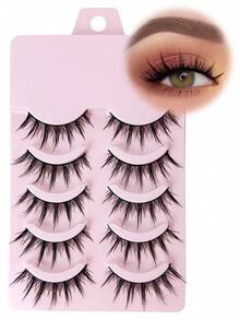 5 Pairs Manga Lashes Full Strip New Natural Wispy Soft False Eyelashes Daily Dating Makeup DIY Eyelashes Lash Clusters,Eye Lash Clusters,Individual Eyelashes,Lashes,Fake Lashes - Spiky Manga Lashes - View 2