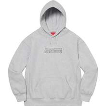 Supreme X K Chalk Logo Hooded Sweatshirt SS21 (SS21SW39) Men Cotton Winter Autumn Sport Outwear Pullover Long Sleeve Tops Warm Soft Sweatshirts - 灰色 - 查看 3