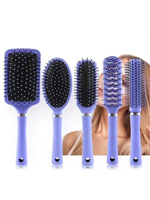 Conjunto de 5 escovas de cabelo - 1 pente, escova modeladora de cachos, escova almofada de ar, pente de dentes largos, pente com ponta fina, escova dobrável, escova modeladora de cachos, escova com nervuras, escova massageadora de meridianos, ferramentas de cabeleireiro, massageador de couro cabeludo, ferramentas de beleza, adequado para cabelos cacheados e lisos, penteados, salão de beleza, barbearia, apliques, alisamento, adequado para cabelos grossos, longos, curtos, lisos e todos os tipos de cabelo, escova de cabelo, escova para pentear para trás, escova modeladora, escova para cabelos cacheados, escova para contorno, pente de cabelo, escova de cabelo, conjunto de escovas de cabelo, pente para cabelo, pente para cachos, escova desembaraçadora, escova de cabelo feminina, cabelo, viagem, produtos para cabelo, ferramentas para cabelo, acessórios para cabelo, barbeiro, acessórios de barbearia, barbearia, equipamentos de cabeleireiro