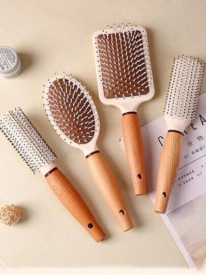 4 pièces/set Kit de brosses à cheveux - Comprend une brosse à coussin d'air, un peigne à larges dents, une brosse de coiffure, une brosse bouclante, un peigne à queue pointue, un peigne pliant, une brosse roulante, un peigne en os, un peigne de massage du cuir chevelu, des outils de coiffure, une brosse de massage du cuir chevelu, des outils de beauté, des produits de soins capillaires, convient pour les cheveux bouclés, lisses, la coiffure, le salon de beauté, le salon de coiffure, le démêlage, la tresse, le lissage, convient pour les cheveux épais, longs, courts, lisses et tous types de cheveux