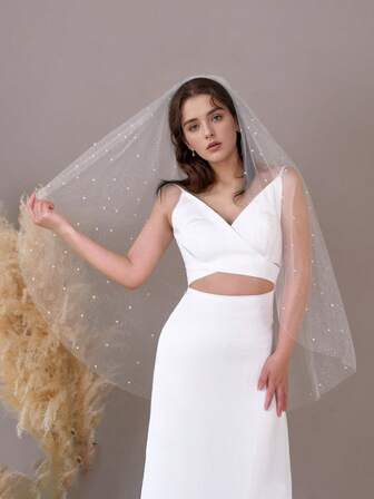 1 styck 1 meter lång pärlslöja i brudstil, glänsande stjärnformat garn, lämplig för kvinnor att delta i dansfester och högtidsgåvor