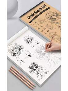 24页漫画/动画角色绘画练习素描本，儿童绘画练习，绘画基础，线条艺术素描，自学绘画素描练习册