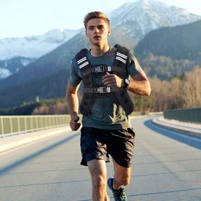 Weighted Vest, 12 Lbs Weight Vest With Reflective Stripe, Adjustable Buckle Body Weight Vest For Men Women, Workout Equipment For Strength Training, Running, Jogging, Fitness, And Weight Loss