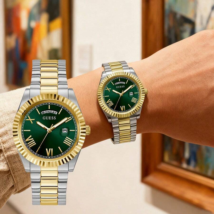 Guess Watch For Men- Classic Elegant Men's Analog Quartz Watch With Day / Date Display Black Round Dial And Silver & Gold 2-Tone Stainless Steel Strap Watch Suitable For Daily Business Wear Birthday Gift For Men GW0265G10 GW0265G11 GW0265G12 GW0265G13 GW0265G14 GW0265G4 GW0265G5 GW0265G6 GW0265G7 GW0265G8 GW0265G9