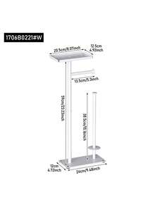 1pc Vertical Toilet Paper Holder - Bathroom, Toilet Paper Storage Rack With Stable Base And Top Shelf, Convenient Paper Organization, Bathroom Storage Cabinet, Toilet Paper Organizer, Holiday Gift - Multicolor - View 3