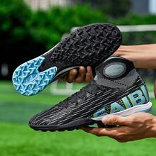 男式足球鞋 坚固地面足球鞋 女式草皮足球鞋 橄榄球靴 户外透气运动专业男女通用 - 黑色 - 查看 3