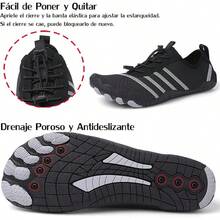 Escarpines para Hombre Zapatos de Agua Zapatos de Deportes Acuáticos Exterior Zapatos de Playa Zapatillas Minimalistas Verano Secado Rápido Antideslizante Interior - Negro Blanco-A100 - Ver 5