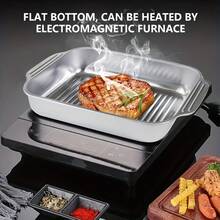 1pc Grilled Fish Plate, Grill Plate, Thickened Stainless Steel Grilled Fish Plate Cover, Barbecue Plate, Tray, Square Plate Barbecue Rack, Grilled Fish And Seafood Plate, Restaurant Barbecue Plate, Outdoor Barbecue Plate. - Silver - View 9