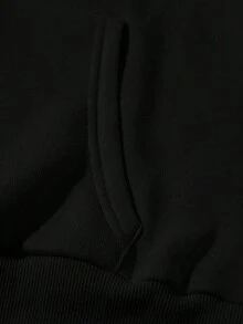 2025 HoodiesWomen's Slogan Print Thermal Lined Casual Loose Fit Hoodie Sweatshirt, Autumn/WinterLoose And Comfortablewinter Clothes For Women - 黑色 - 查看 4