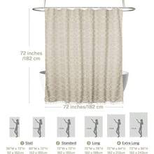 White Boho Shower Curtain Fabric Shower Curtains With Tassel 72x 72 Modern Textured Shower Curtain Farmhouse Minimalist, Tufted Striped Shabby Chic, Resistant Cloth Curtain Bathroom - 米白色 + 72W x 71.7L 吋(1 片) - 查看 6