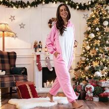 Cerdito rosa Pijama Adulto Unisex de para parejas jóvenes, Pijama de una pieza para adultos Pijamas de una pieza para mujeres y hombres, parejas, suaves, de felpa, Animales disfraces de Halloween, ropa para dormir Animales Cosplay Disfraces Trajes Hogar Cerdito rosa ropa para dormir. - Rosa - Ver 2