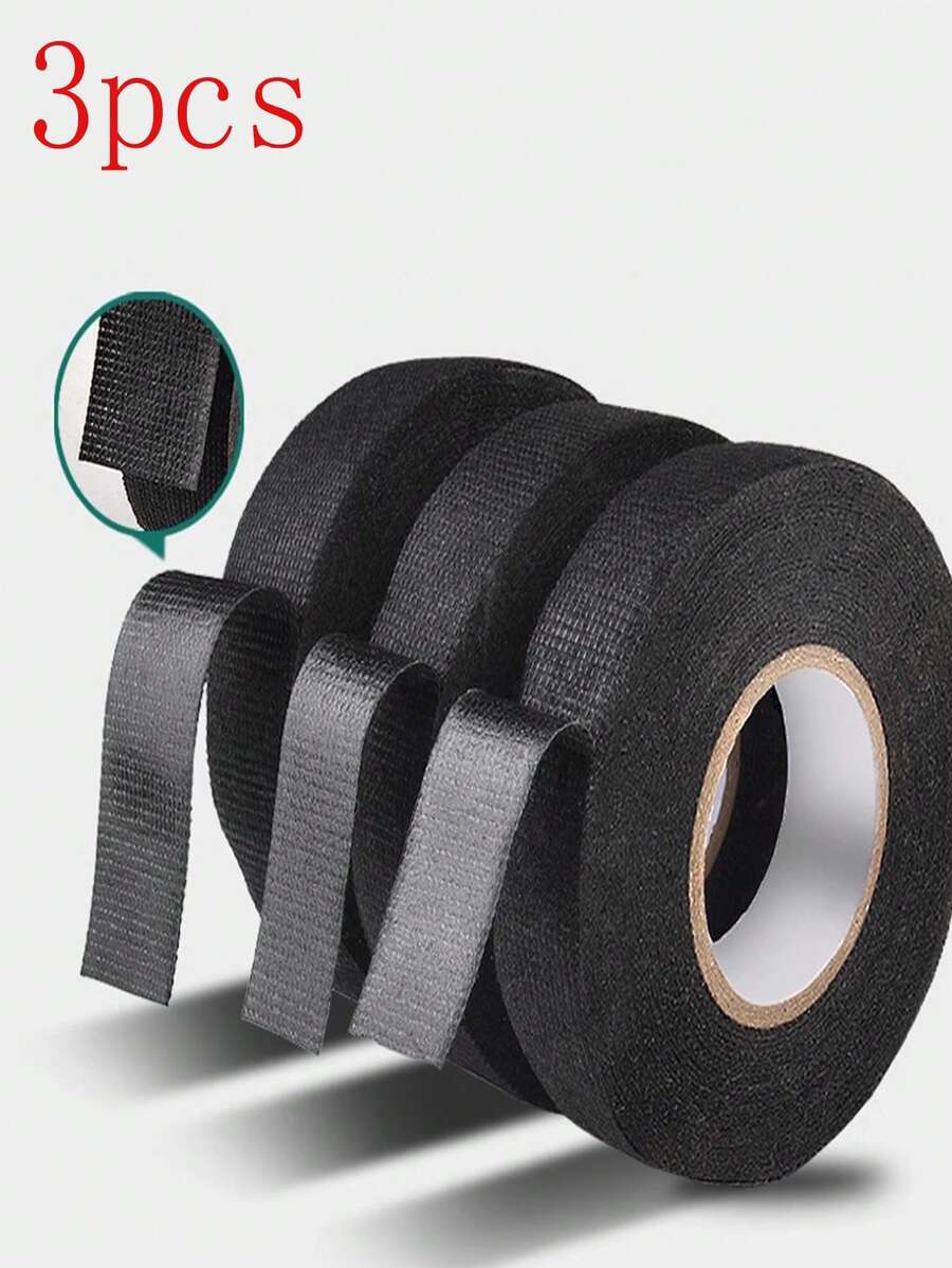 15M Automotive Flocked Wiring Harness Tape, Flame Retardant Flocked Cloth Tape, Black Polyester Flocked Wrap Tape