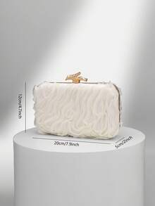 1件套 CHARM BAG 花卉派对手拿包，时尚斜挎包，闪亮奢华派对手提包，适合舞会礼服、毕业舞会礼服、约会之夜、婚礼，也可作为生日礼物。婚礼手拿包，派对包，节日派对礼服、晚礼服和亮片礼服的完美搭配。 - 白色 - 查看 3