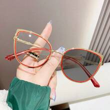 1副全新欧美风猫眼眼镜框，专为女性设计。采用变色镜片和平光镜片，搭配时尚金属镜框，彰显个性。 - 彩色 - 查看 6