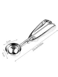 DeTODO cuchara para helado 6 cm diámetro acero inoxidable nieve, utensilio robusto y ergonómico para servir helados, postres y nieve, material de alta calidad fácil de limpiar y resistente al uso intensivo, recomendado en cocinas, restaurantes y eventos, diseño clásico y duradero. - Plateado - Ver 2