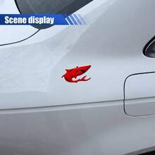 2PCS 3D Shark Metal Car Emblem Sticker Decal - 3.5*1. Cool Fish Nameplate Sticker Auto Body Badge Decal, Car Fenders Bumper Stickers SUV Motorcycle Truck Window Laptop DecorationSilver - 紅色 - 查看 4