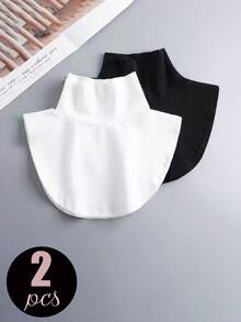 4 Pieces/1 Piece Solid High Elasticity Large-Size High-Neck Soft Fleece Faux Collar Fleece Sweater Collar Neckline, Warm Neck Protection For Spring, Autumn, Winter Base Layer Faux Collar