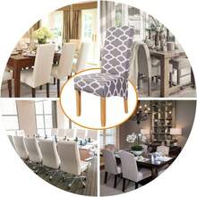 Large Size High Back Strench Knitted Dining Chair Covers Set Of 6, Elastic Kitchen Chair Slipcovers Removable Nonslip Hotel Dining Room Ceremony Banquet Wedding Party 6 Pack - Grey-btc01 + 4 Pack - View 9