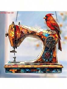 1pc 2D Vintage Sewing Machine Sun Catcher, Ideal For Christmas, Home & Office Decor, Retirement & Women Thank You Gifts Home Decor Christmas Decorations Room Decor