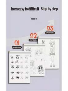 24页漫画/动画角色绘画练习素描本，儿童绘画练习，绘画基础，线条艺术素描，自学绘画素描练习册