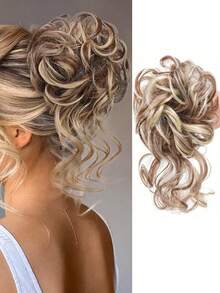 Synthetic Messy Curly Claw Hair Bun Chignon Hair Extensions Scrunchy Fake False Brown Black Hair With Tail For Women Hairpieces - Multicolor - View 14