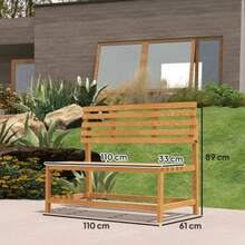 Outsunny 2-Seater Wooden Garden Bench, Weatherproof, UV-Resistant, Convertible Backrest, Park Bench With 240kg Load Capacity, Wooden Bench For Balcony, Terrace, Garden, 110 X 61 X 89cm, Teak - Wood Color - View 9