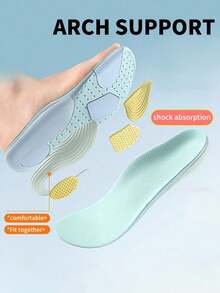 1 Pair Arch Support Athletic Shoe Insoles For Men & Women, Breathable Moisture-Wicking Shock-Absorbing Outdoor Training Shoe Accessories - Moon Yellow - View 4