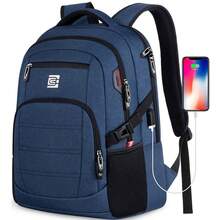 UKEIN 1PC Bagsure Travel Laptop Backpack, Business Water Resistant Laptop Backpack With USB Charging Port, College Bag For Men & Women - Màu xanh lam - Xem 1