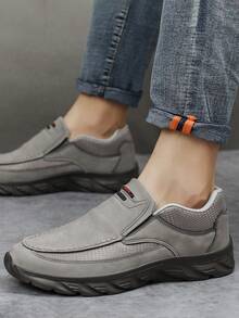 Men's Comfortable Casual Loafers, Outdoor Walking Hiking Casual Shoes, Lightweight Breathable - Grey - View 3