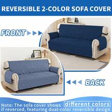 YSTYLE Single-Seater Sofa Cover With Armrests, Reversible Cat-Friendly Scratch-Resistant Couch Cover, Double-Sided Quilted Sofa Cover, Universal Sofa Cover - Berlin Blue + Gray Blue - View 3