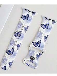 1pc Fashionable Butterfly Print Soft Silicone Watch Band Compatible With Apple Watch Band 38mm 40mm 41mm 42mm 44mm 45mm 49mm (S10 42 )Mm (S10 46)Mm, Comfortable Soft Replaceable Sports Strap Compatible With Iwatch Series 11 Ultra 3 SE3 Ultra 2 S10 SE2 9 8 7 SE 6 5 4 3 2 , Waterproof Sport Silicone Wristbands Suitable For Women/Birthday/Public/Mother's Day Gift