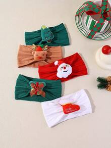 1 Set Christmas Tree, Santa Claus Doll, Baby Headband With Cute Bells, Reindeer, Girls Hair Accessories - Multicolor - View 2